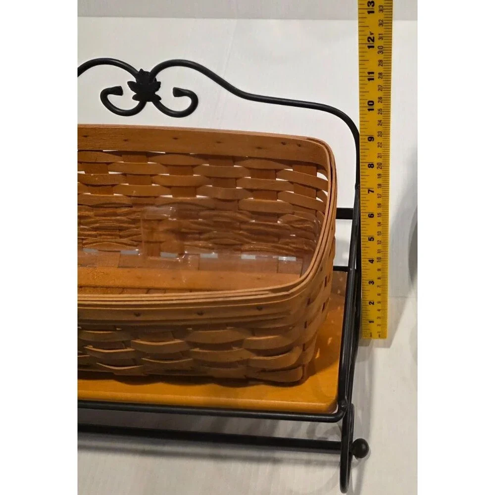 Longaberger Wrought Iron Towel Holder w/ Shelf & Vanity Basket Wall Mounted VTG